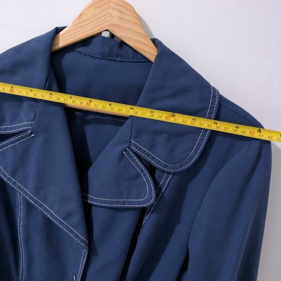 60s/70s Contrast Stitch Belted Car Coat - Picture 5 of 12